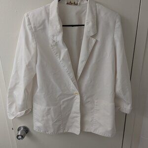 Vintage 80s Oversized Cotton Blazer | Structured Shoulder | Size 14